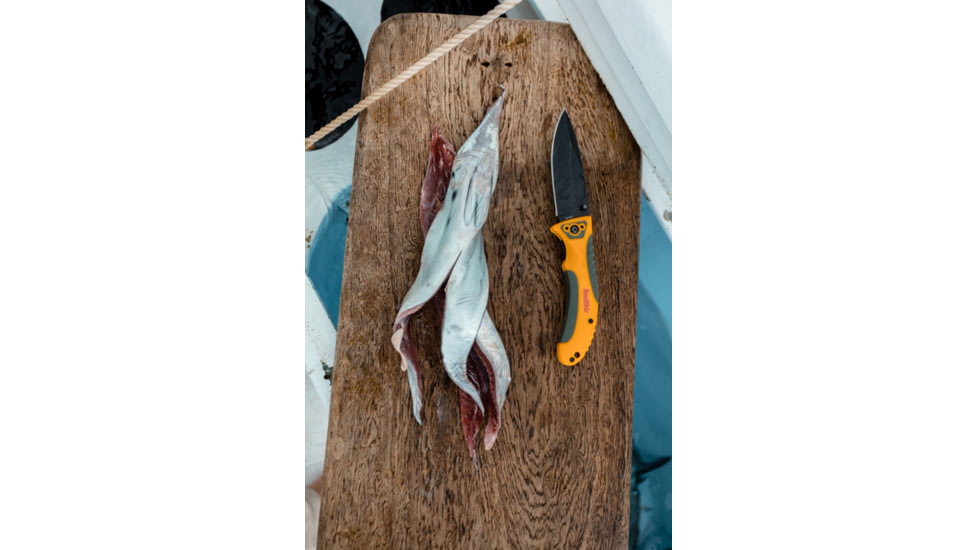 Smiths Trail Breaker Folding Knife, 3.5in, 420 Stainless Steel, Black, Drop Point Blade, Orange/Gray, SP-51005