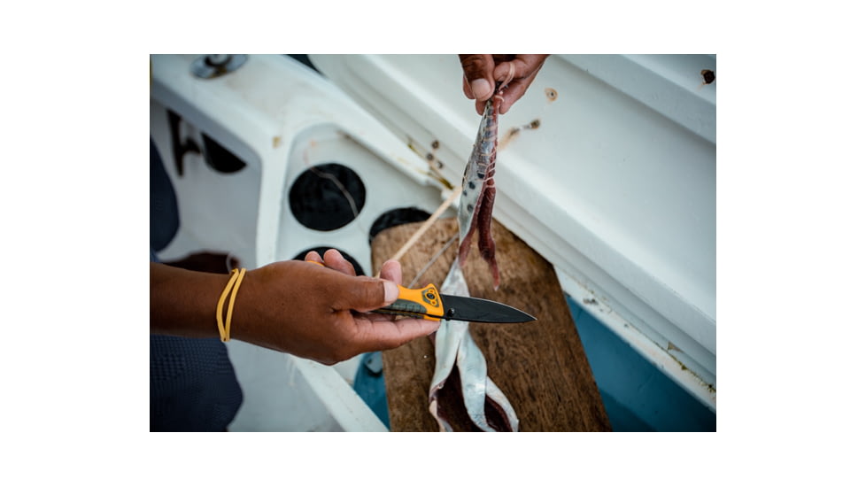 Smiths Trail Breaker Folding Knife, 3.5in, 420 Stainless Steel, Black, Drop Point Blade, Orange/Gray, SP-51005