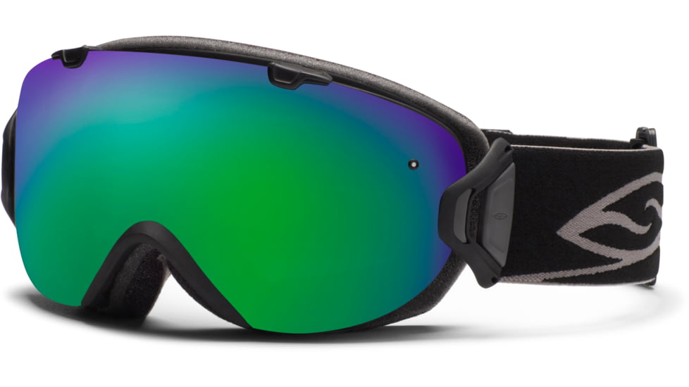 Smith Optics I/OS Snow Goggles - Black Frame w/ Green Sol X and Red Sensor Lens IS7NXBK12