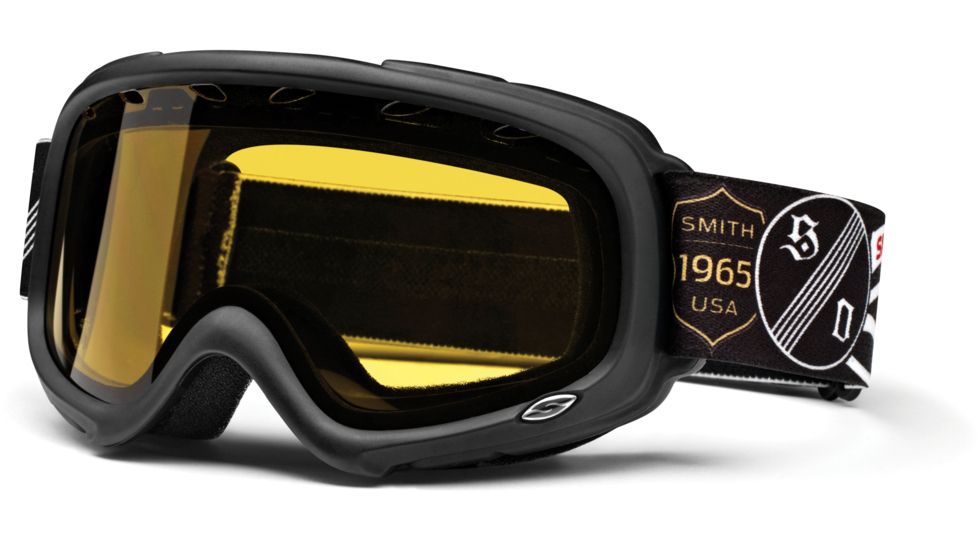 Smith Optics Snow Gambler MX Goggles - Black One Percenter Frame w/ Yellow Dual Airflow Anti-Fog Lens GS3AKPSM11