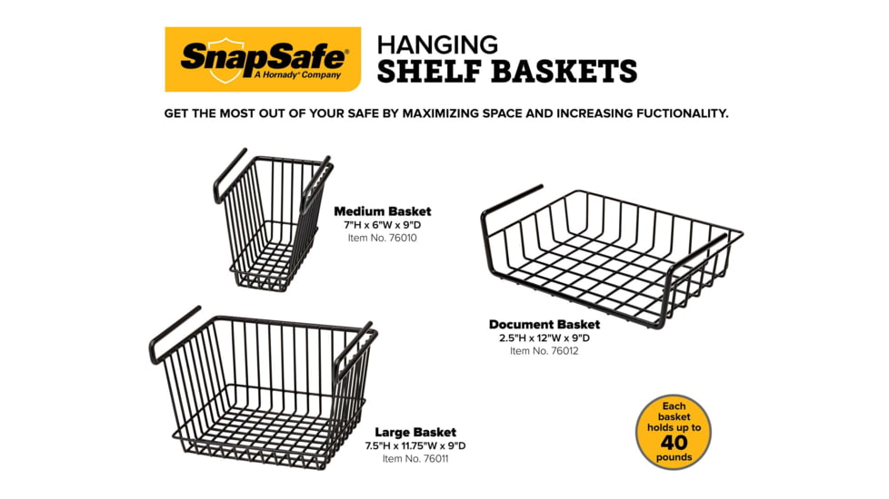 Snapsafe, A Hornady Company Hanging Shelf Basket, Large, Black, NSN N, 76011