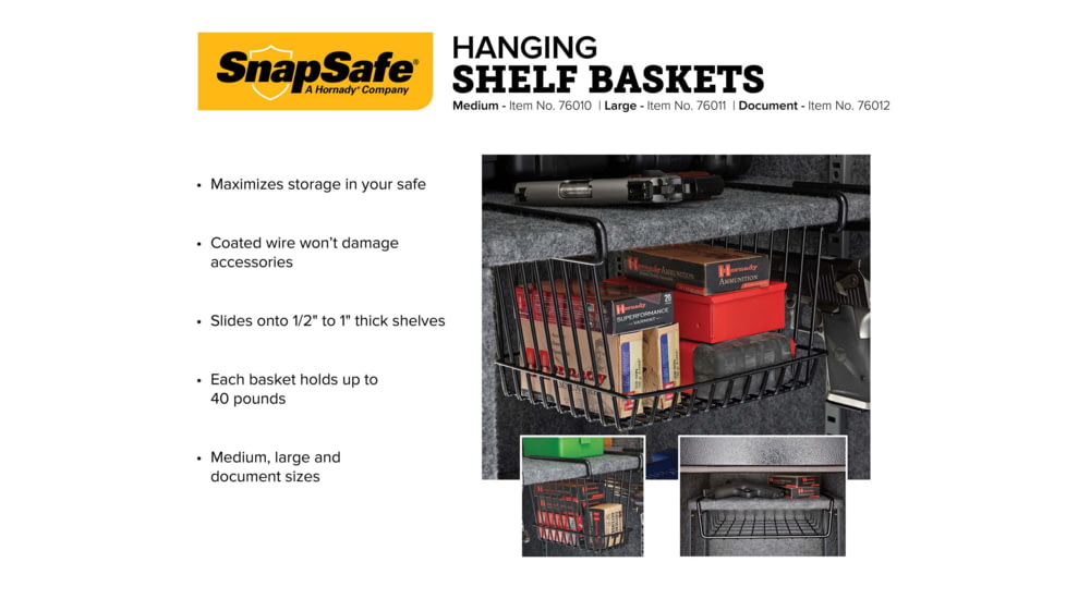 Snapsafe, A Hornady Company Hanging Shelf Basket, Large, Black, NSN N, 76011