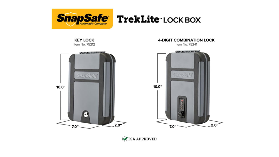 Snapsafe, A Hornady Company Lock Box With Tsa Combination Lock XL Gun Safe, Polycarbonate, Black, NSN N, 75241