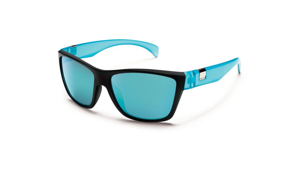 Suncloud Polarized Optics Speedtrap Sunglasses - Matte Black Teal Frame and Teal Mirror Polarized Polycarbonate Lens S-SPPPTLMBT