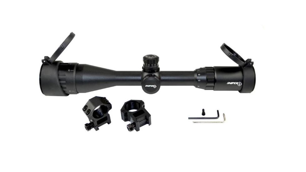Sniper 3-9x40mm Scope w/ Front AO Adjustment and RGB Tri Illumination Mil Rifle Scope, Black LT3-9x40AOL