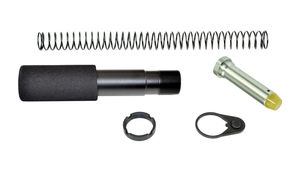 Sniper AR-15 Pistol Buffer Tube Kit, 7.3in Foam-Covered Buffer Tube, Castle Nut, Receiver End Plate, Recoil Spring, Recoil Buffer, Black/Silver AS5P05