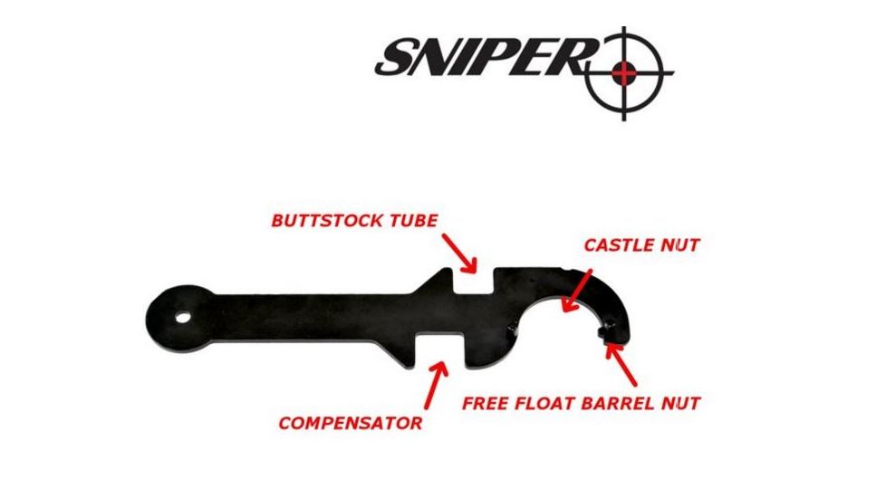 Sniper AR-15 STOCK COMBO WRENCH TOOL, Black, 19.5cm x 5cm x 0.3cm ARTL02