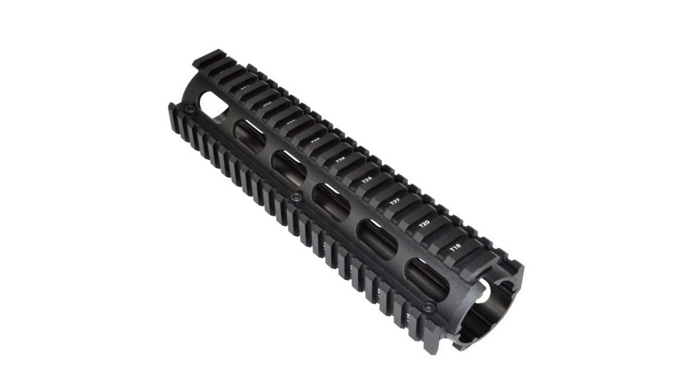 Sniper AR .308 2 Piece Drop-In Quad Rail Handguard, 8.75in, Round End Cap, DPMS Low Profile Pattern, Mid-Length, Black M38ML-A