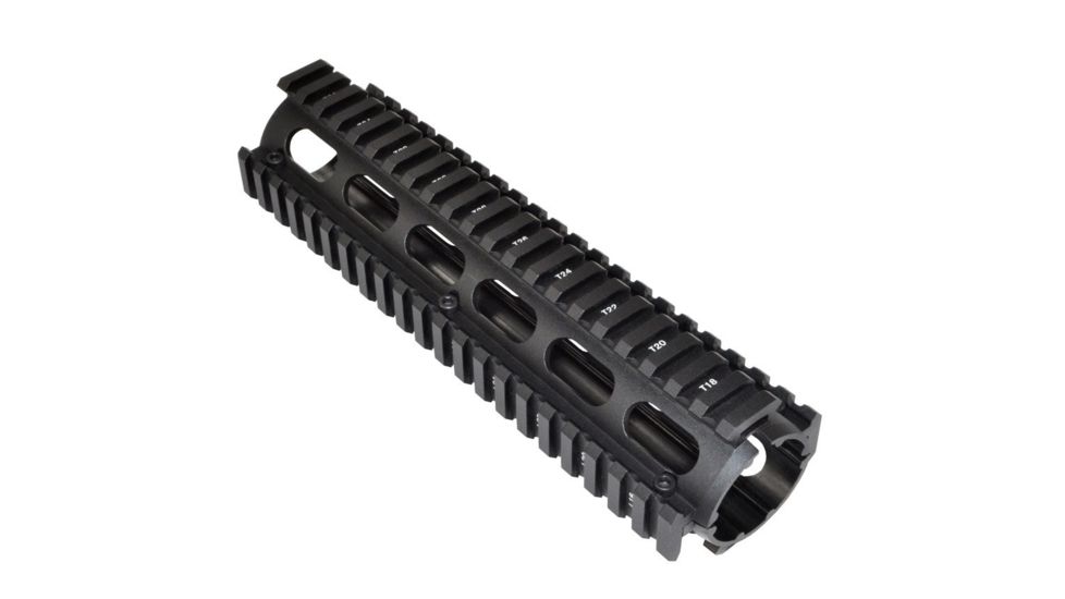 Sniper AR .308 2 Piece Drop-In Quad Rail Handguard, 8.75in, Triangle End Cap, DPMS Low Profile Pattern, Mid-Length, Black M38ML