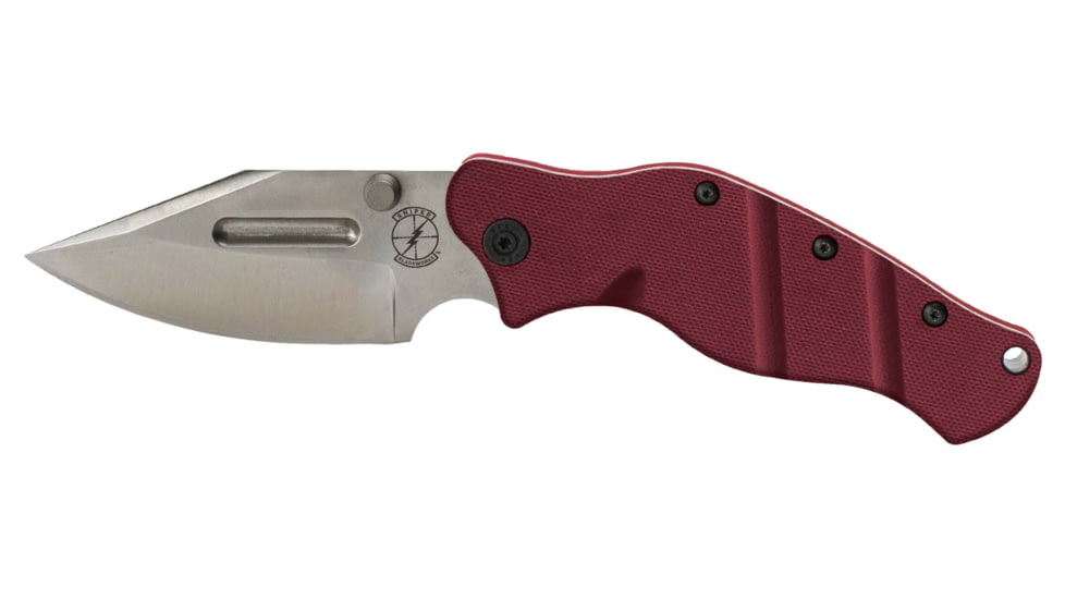 Sniper Bladeworks LPC Folding Knife, 3.53in S35VN Steel Satin Folding Blade, Red Handle, LPCREDSAT