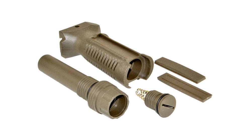 Sniper Fixed Position Foregrip Grip w/ Storage, Molded Finger Grooves, Removable Side Plates, Polymer, Tan GP04-T