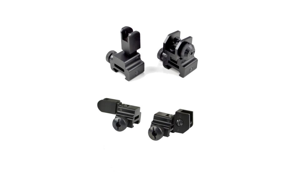 Sniper Top Mounted Deployable Front and Rear Sight, Gas Block Level Front Sight Height, Black, MFLFS01+MFLRS01