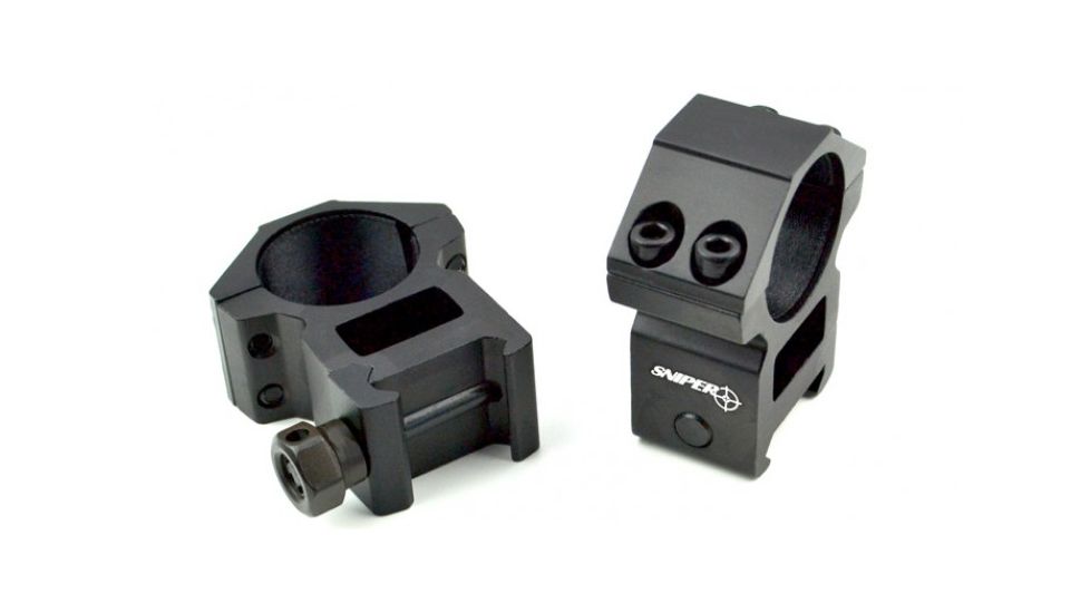 Sniper High Profile Rifle Scope Rings For Picatinny/Weaver Rail System, Black, 1 in Diameter PT-25H4