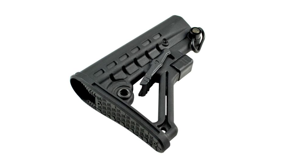 Sniper Mil-Spec AR-15 Adjustable Buttstock, Commercial Spec, QR Sling Swivel Adapter, Polymer, Black AAST05
