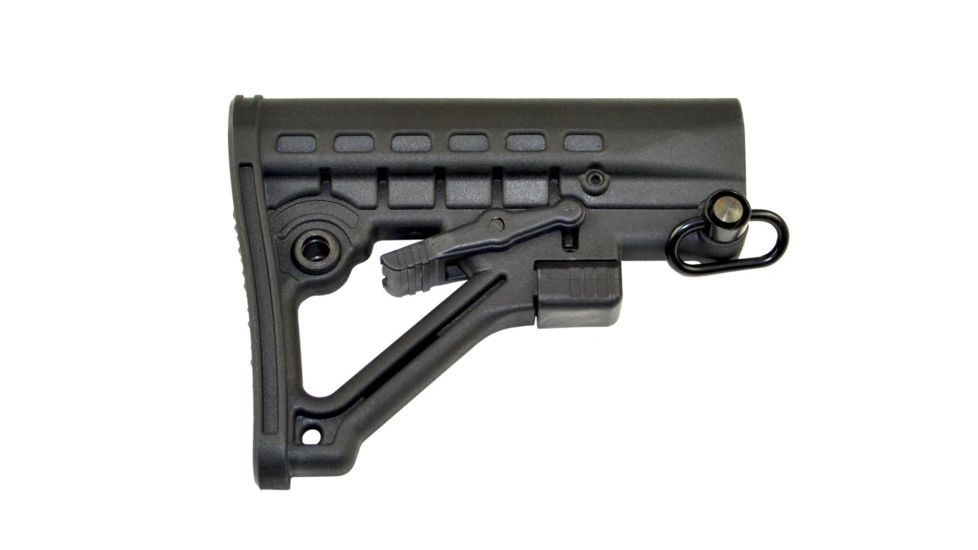 Sniper Mil-Spec AR-15 Adjustable Buttstock, Commercial Spec, QR Sling Swivel Adapter, Polymer, Black AAST05