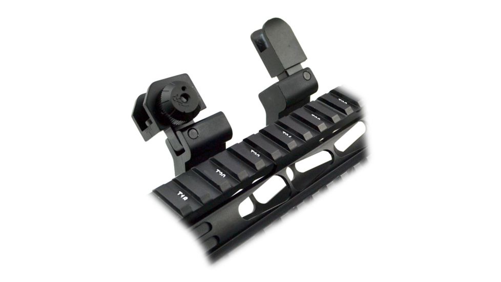 Sniper Top Mounted Deployable Front and Rear Sight for Picatinny, Black, MAFRS