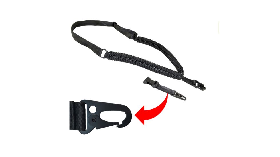 Sniper Single 1 Point Paracord Tactical Sling for Rifle, Shotgun with QD Quick Release Hooks for Sling Adapter, Black 1PPS-B