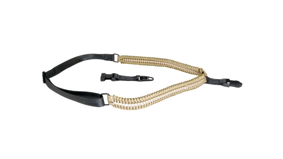 Sniper Single 1 Point Paracord Tactical Sling for Rifle, Shotgun with QD Quick Release Hooks for Sling Adapter, Tan 1PPS-T