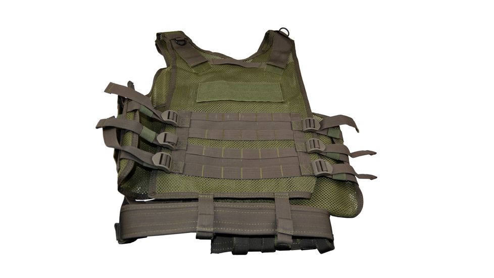Sniper Tactical Multi Function Molle Plate Vest w/ Carrier for Bullet Clips, Bullets w/ Pouch, Green, Fully Adjustable Length / Girth ASVT01-OD