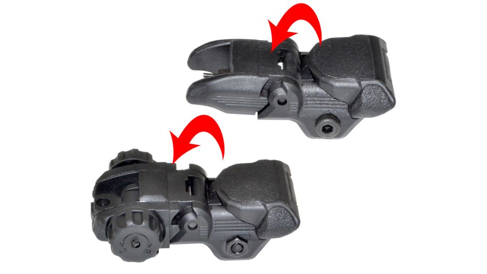 Sniper Tactical Smart Front And Rear Flip Up, Push Down, Polymer, Receiver Height, End Black, BUIS, Black MFLRS04
