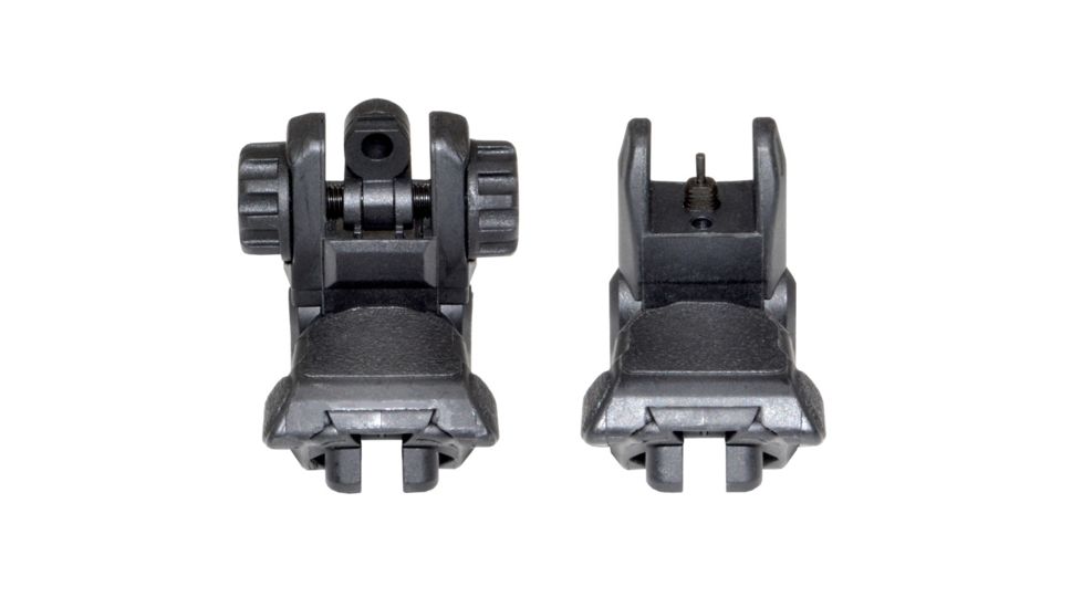 Sniper Tactical Smart Front And Rear Flip Up, Push Down, Polymer, Receiver Height, End Black, BUIS, Black MFLRS04