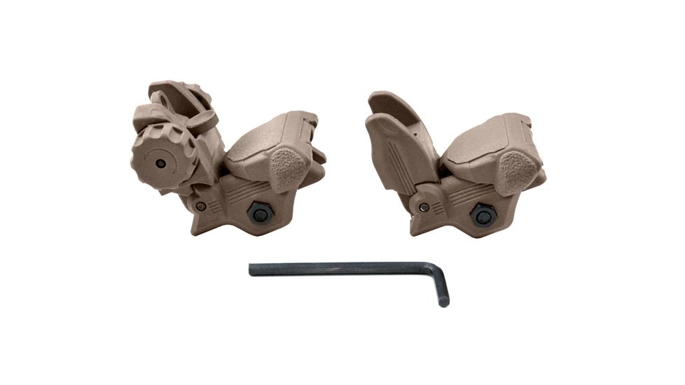 Sniper Tactical Smart Polymer Top Mounted Deployable Front and Rear Sight, Tan, MFLRS02-T