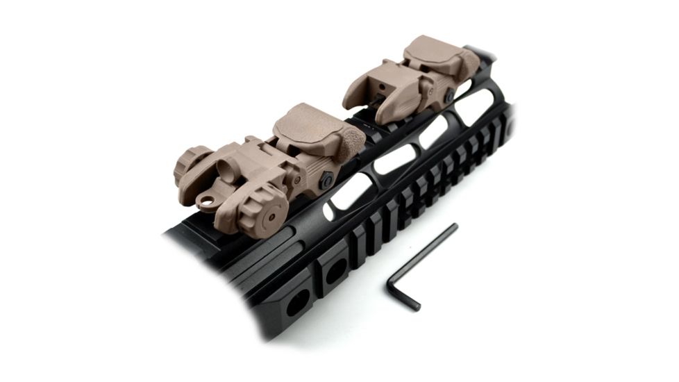 Sniper Tactical Smart Polymer Top Mounted Deployable Front and Rear Sight, Tan, MFLRS02-T