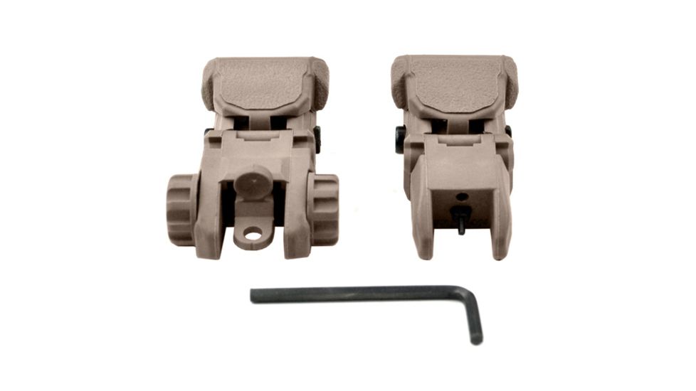 Sniper Tactical Smart Polymer Top Mounted Deployable Front and Rear Sight, Tan, MFLRS02-T