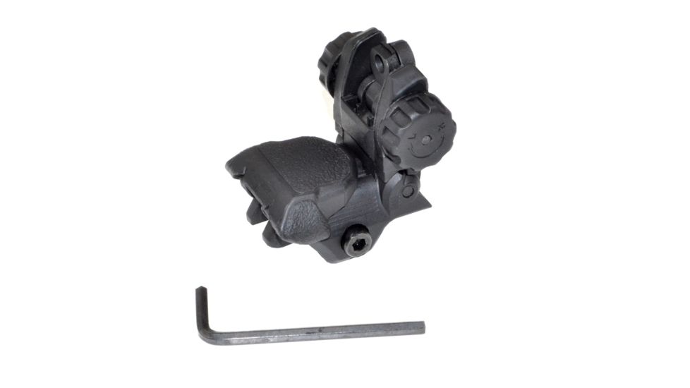 Sniper Tactical Smart Rear Flip Up, Push Down, Dual Aperture, Polymer, Black MFLRS05