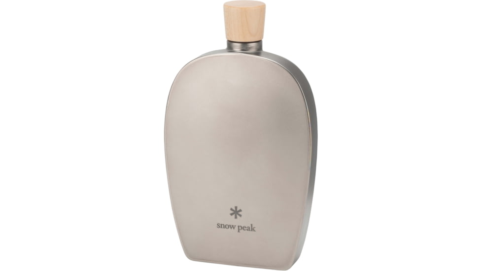 Snow Peak Titanium Flask, Wooden Cap, 8.4 oz, Titanium, TW-115