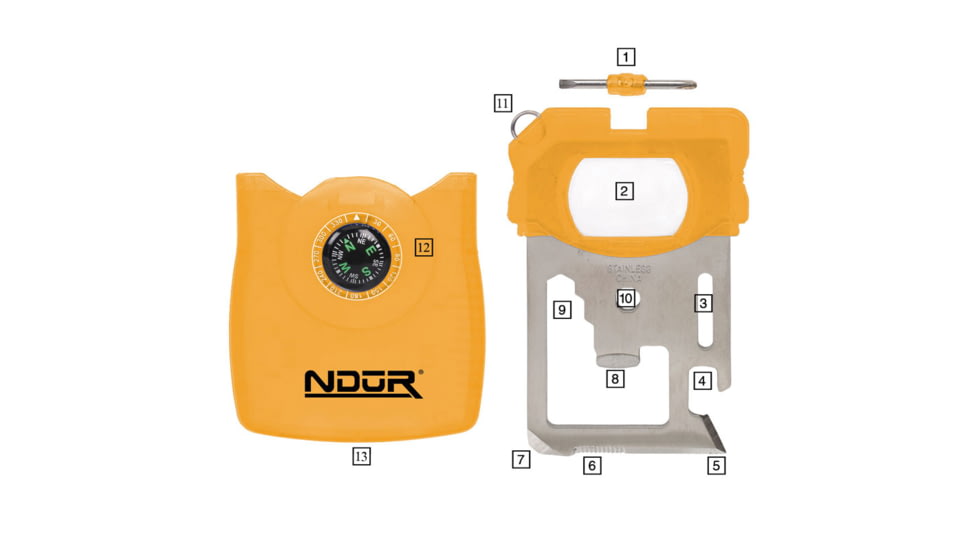 SnugPak Ndur Survival Tool w/Compass, Orange, 72010