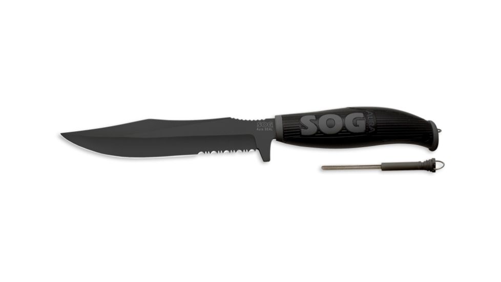 SOG Aura SEAL Knife w/ PS 6.9in. Steel Blade and Nylon Sheath, BLK TiNi Finish, Black AU03N-CP