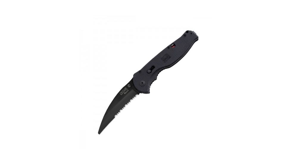 SOG Flash Rescue Knife, Black TiNi - 3.5in Partially Serrated Blade TFSA6