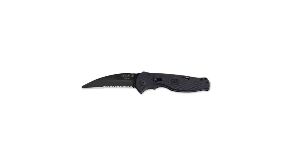SOG Flash Rescue Knife, Black TiNi - 3.5in Partially Serrated Blade TFSA6