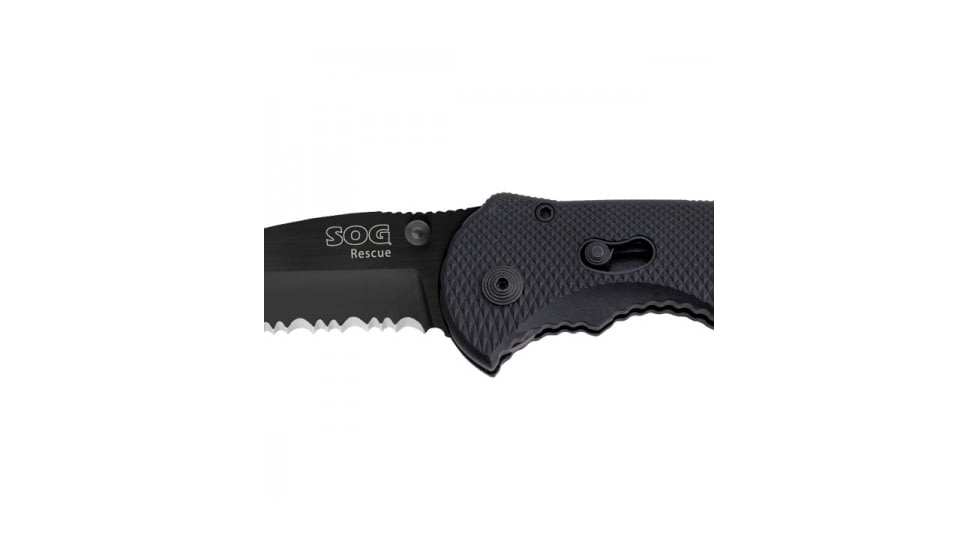 SOG Flash Rescue Knife, Black TiNi - 3.5in Partially Serrated Blade TFSA6
