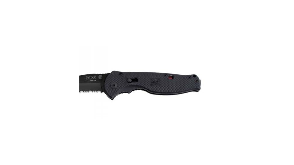 SOG Flash Rescue Knife, Black TiNi - 3.5in Partially Serrated Blade TFSA6