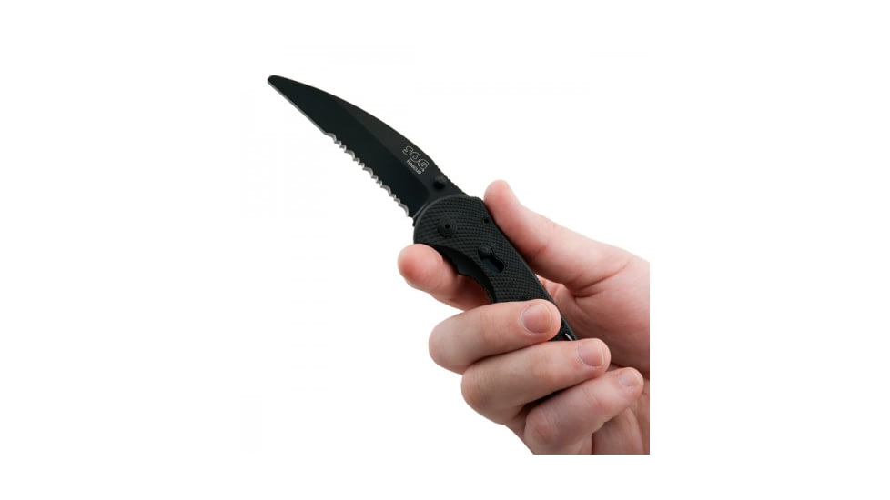 SOG Flash Rescue Knife, Black TiNi - 3.5in Partially Serrated Blade TFSA6