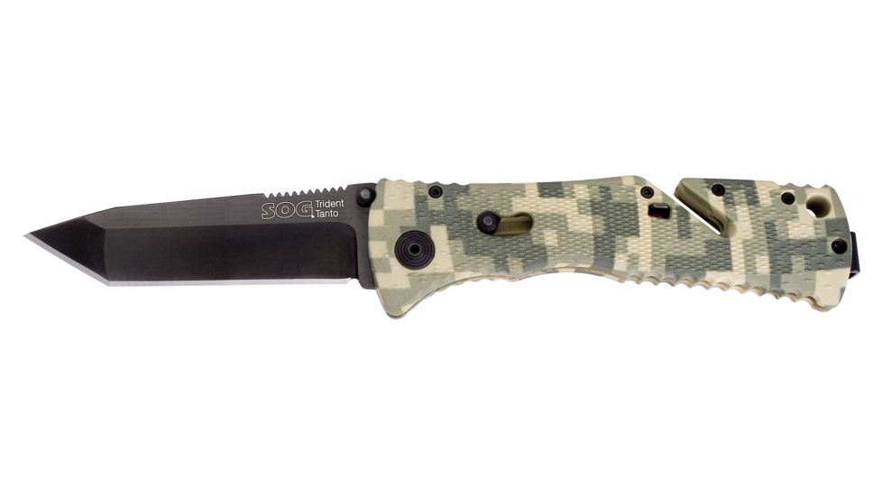 SOG Trident Tanto Knife, Black TiNi Blade, Digi Camo Handle, TF-11