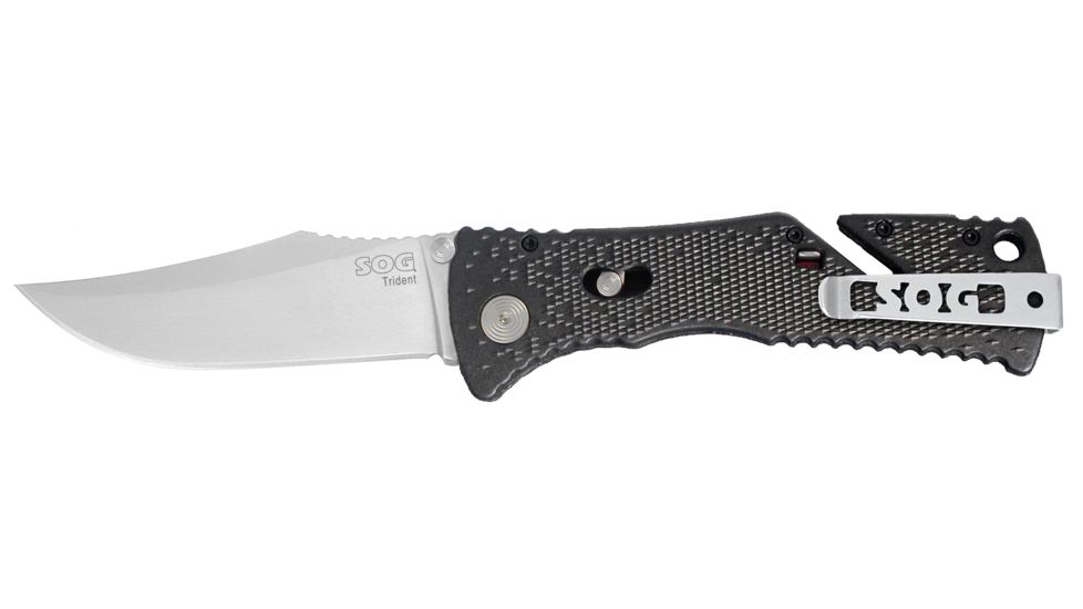 SOG Trident Folding Straight 3.75in Satin Blade Knife, TF-2