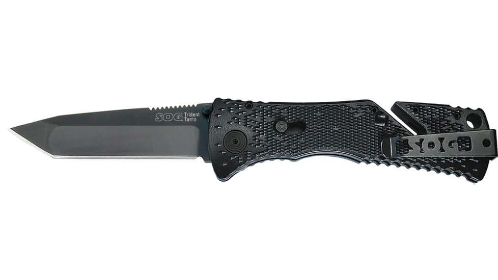 SOG Trident Tanto Knife, Black TiNi Blade, Black Handle TiNi, TF-7