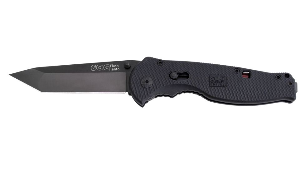 SOG Knives TFSAT-8 Flash II - Tanto Black TiNi Straight Folding Knife