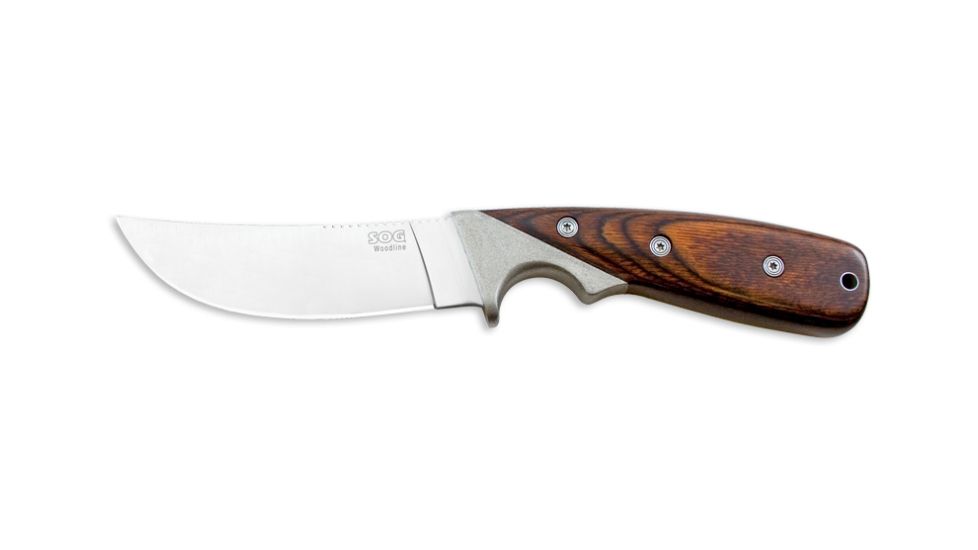 SOG Large Woodline Knife w/ SE 4.8in. Steel Blade and Leather Sheath, Satin Polish Finish WD01L-CP