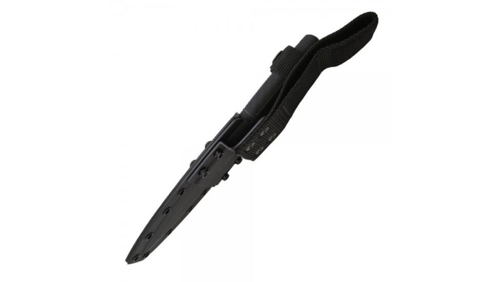 SOG SEAL Pup Elite 9.5 inch Fixed Blade Knife, Partially Serated Edge, Clip Point, AUS-8, Hardcased Black TiNi Blade, Black Handle, Kydex Sheath, E37T-K