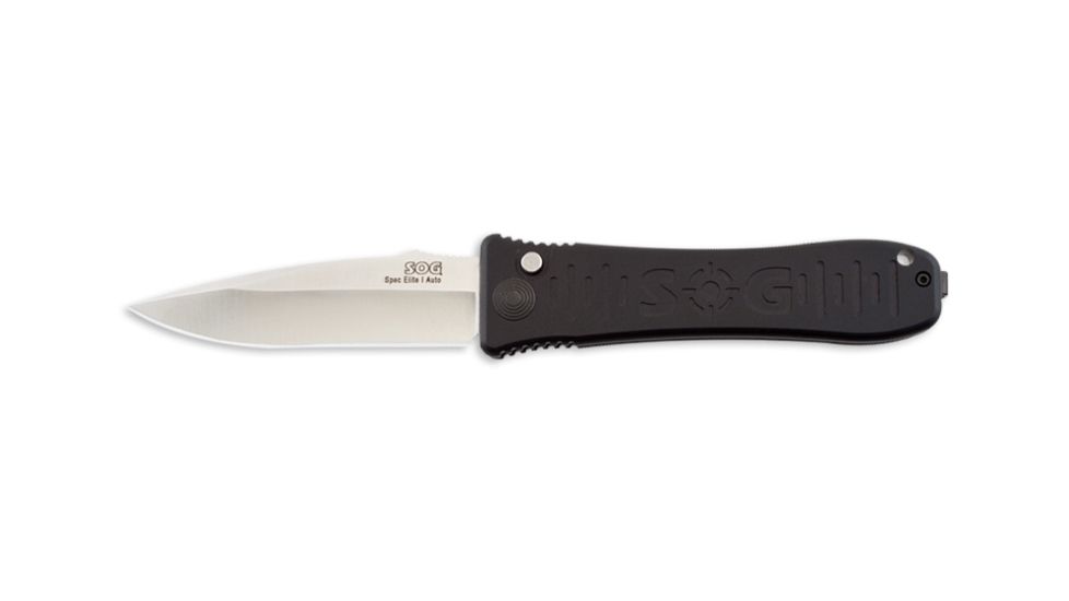 SOG Spec-Elite I Auto Knife w/ SE Fold 3.5in. Steel Blade and Alum. Handle, Satin Finish, Black SE-51
