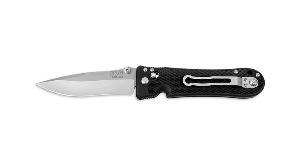 SOG Spec-Elite I Knife w/ SE Fold 4in. VG-10 Steel Blade and GRN Handle, Bead Blasted Finish, Black SE14-CP