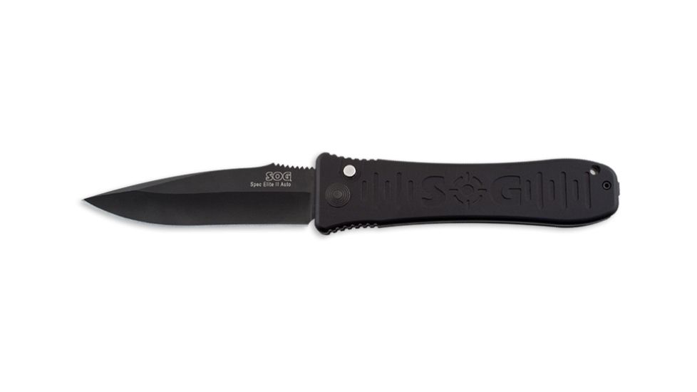 SOG Spec-Elite II Auto Knife w/ SE Fold 4in. Steel Blade and Alum. Handle, BLK TiNi Finish, Black SE-62
