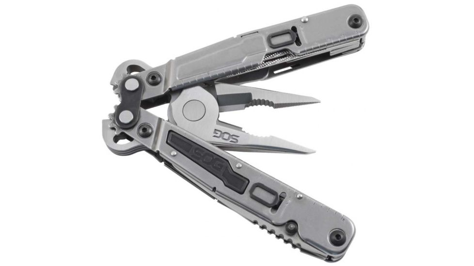 SOG Specialty Knives &amp; Tools PowerGrab Fabric Sheath Multi-Tool, w/ Hex Bit Kit, Satin, PM1001N-CP