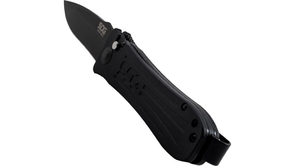 SOG Specialty Knives &amp; Tools Strat Ops Automatic Folding Knife, Black, SO1001-BX