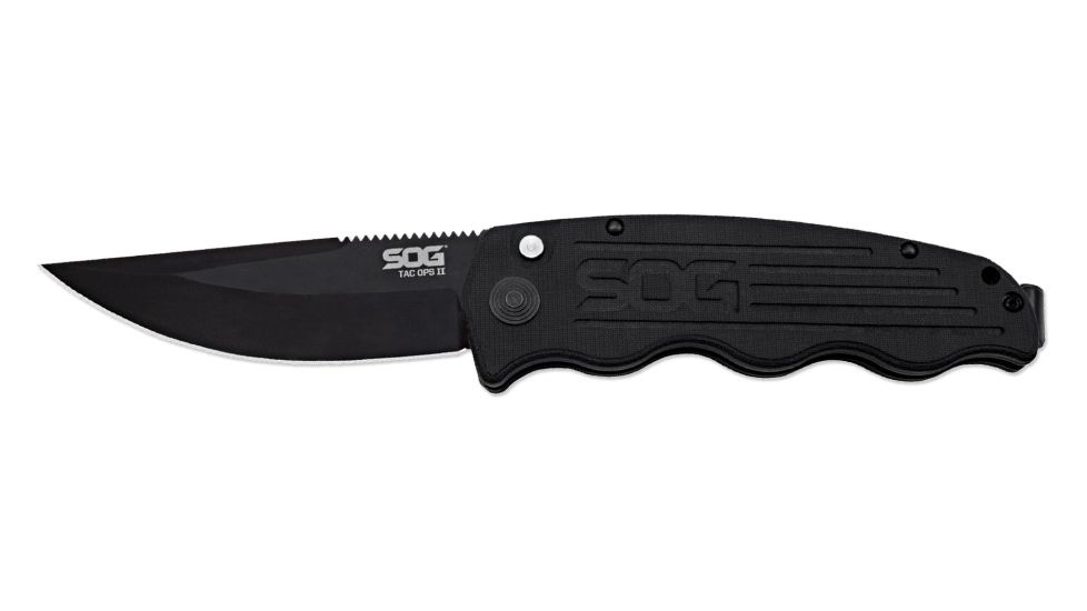 SOG Specialty Knives &amp; Tools Tac Ops Automatic Folding Knife, Black, TO1011-BX