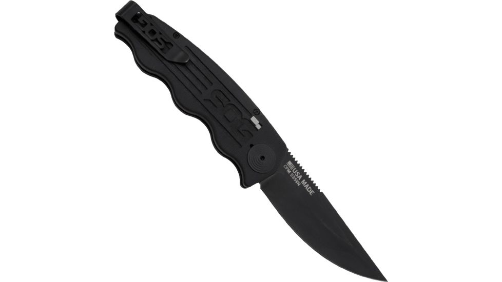 SOG Specialty Knives &amp; Tools Tac Ops Automatic Folding Knife, Black, TO1011-BX